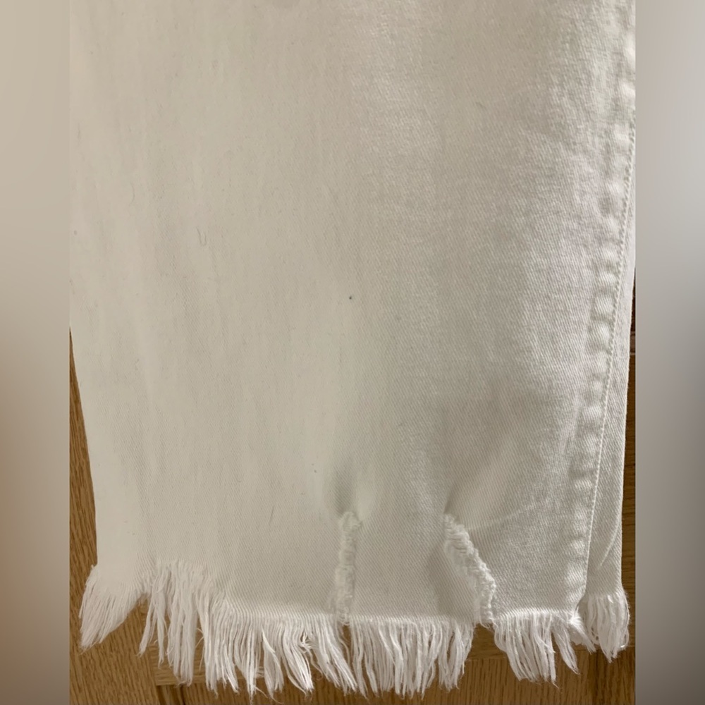 NWT INC DENIM WOMENS WIDE LEG HIGH RISE CROP BRIGHT WHITE FRAYED 8/29 - Picture 5 of 9